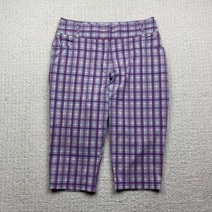 Adidas Capri Pants Womens Plaid Mid Rise Climalite Golf Athletic Casual Read